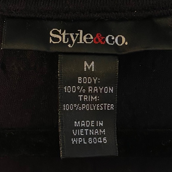 Style & Co - Black Ruffle Neckline Detail Tank Top (Size: Medium) - Picture 3 of 7